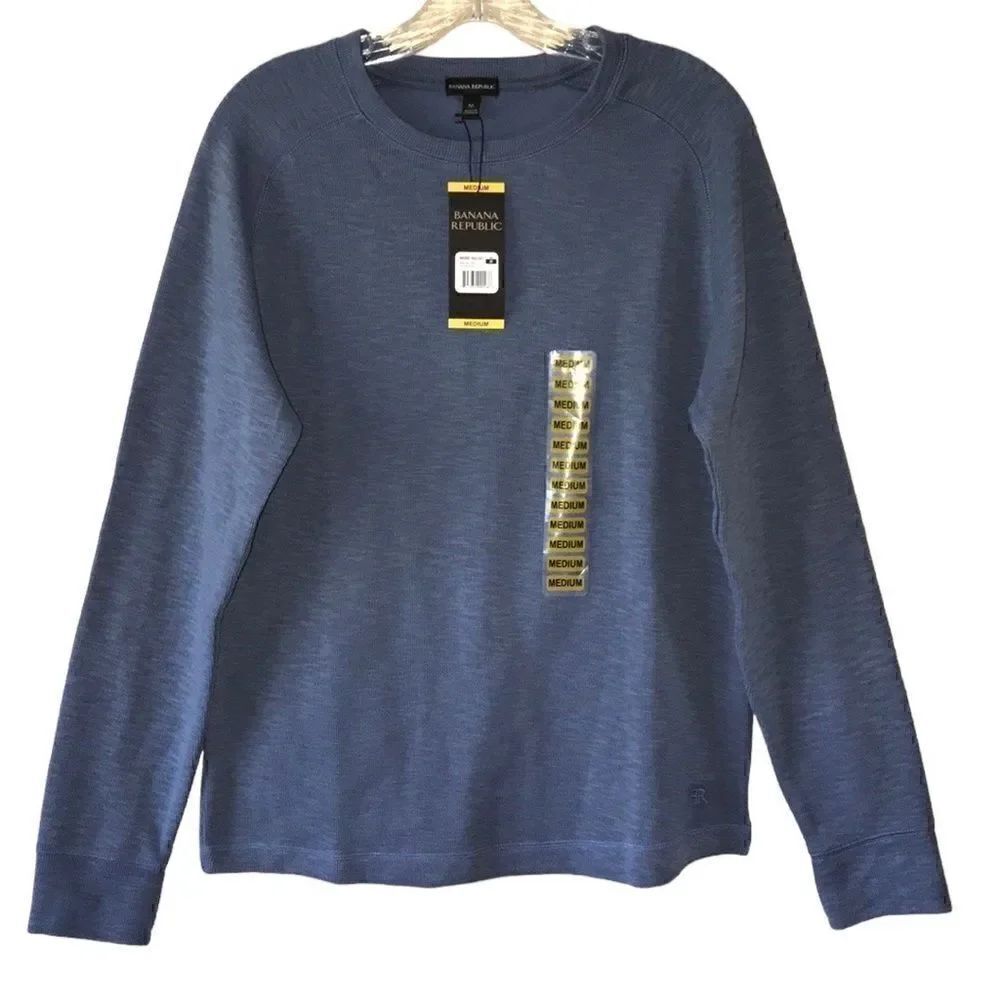 NEW Banana Republic Mens Blue Double Knit Crew